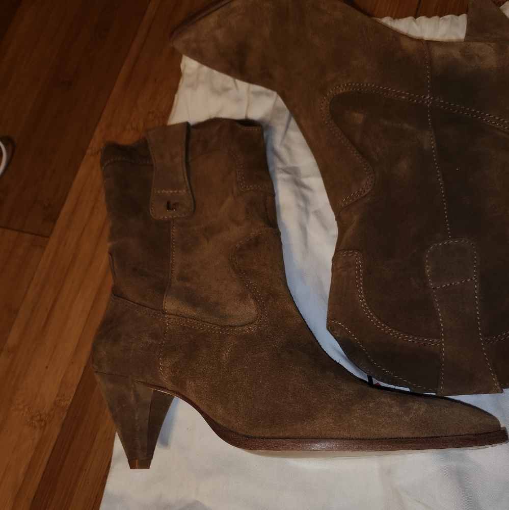 LARROUDE THELMA Brown Suede Western Boots, SIZE 10 - Picture 7 of 8